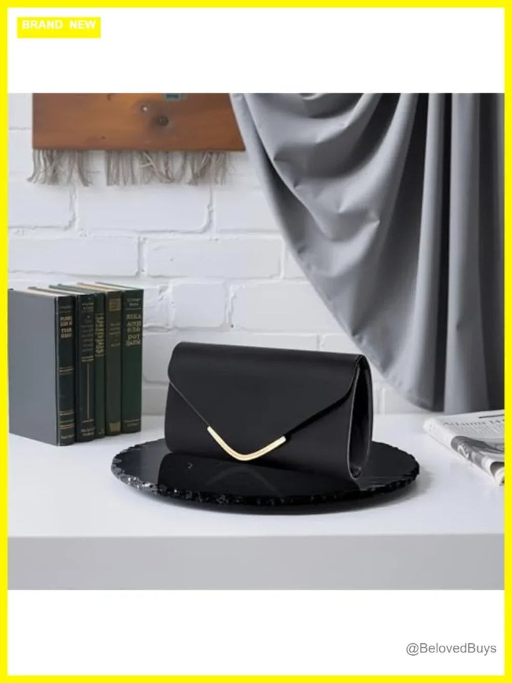 Vegan Leather Envelope Clutch with Detachable Chains for Evening & Wedding